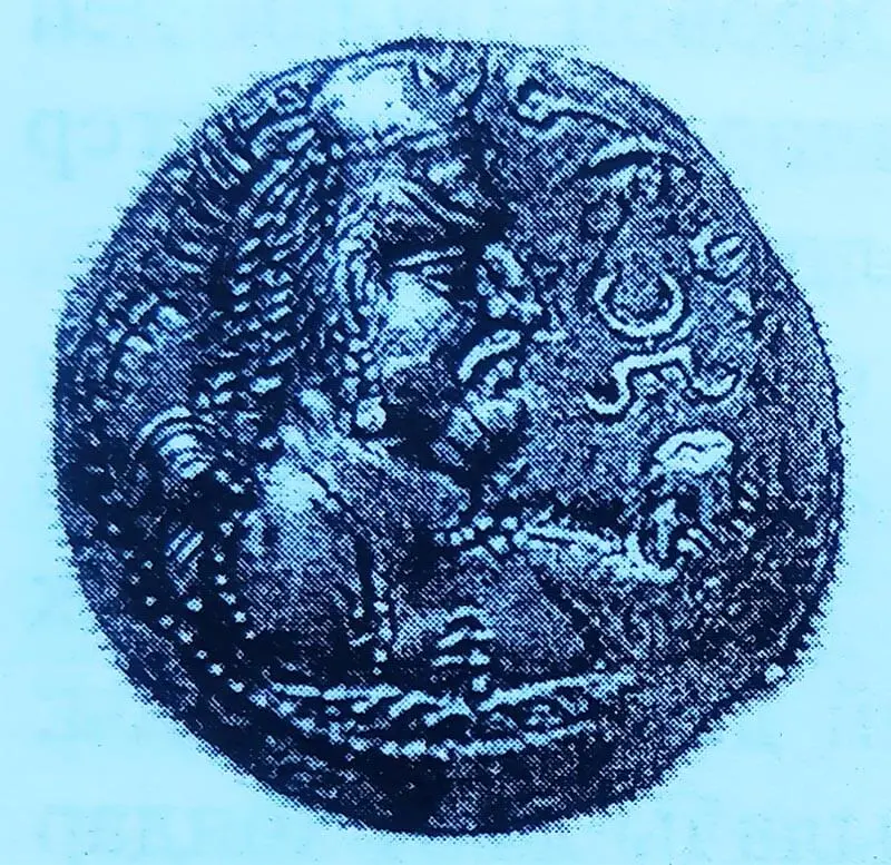 Үддияндағы Лахан патшаның Эфталит елінің монетасы